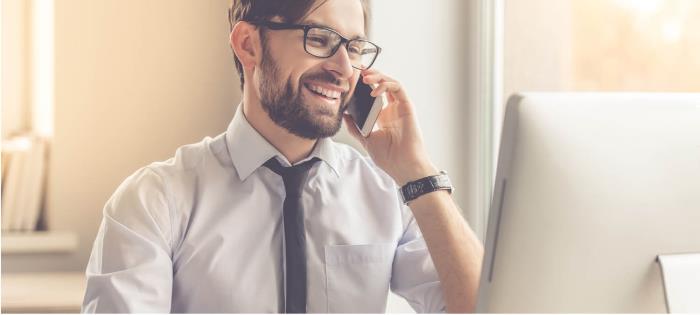 Sales person talking on the phone